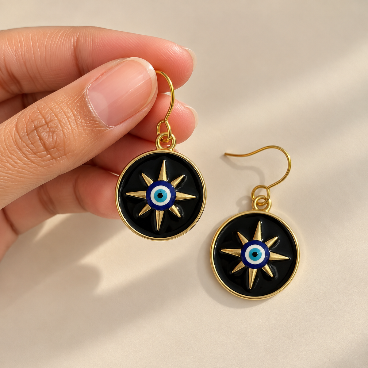 Evil Eye Feature Enamel Earrings.