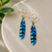 Azure Feather Drop Earrings
