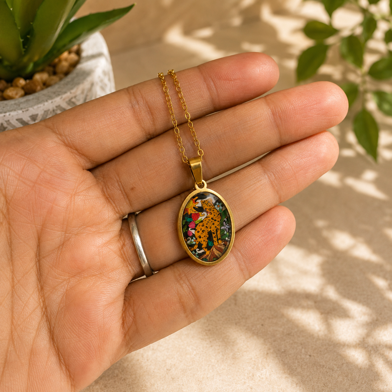 Wild Bloom Leopard Necklace Golden Chain - 45cms (Anti Tarnish) (Copy).