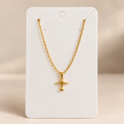 Zircon 18k Plated Airplane Pendant Necklace (Anti Tarnish)