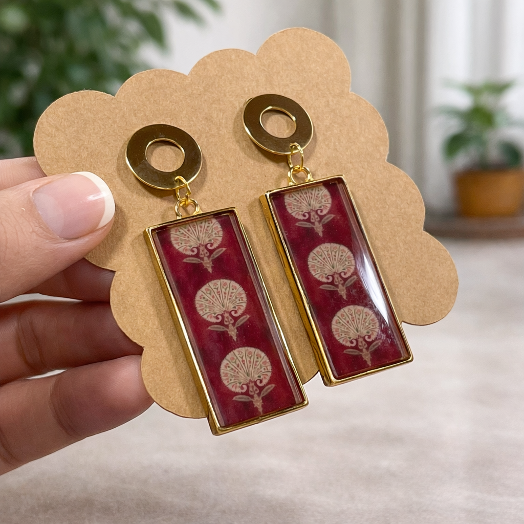 Gulnaar Tree Rectangle Earrings - Quirky Jewellery