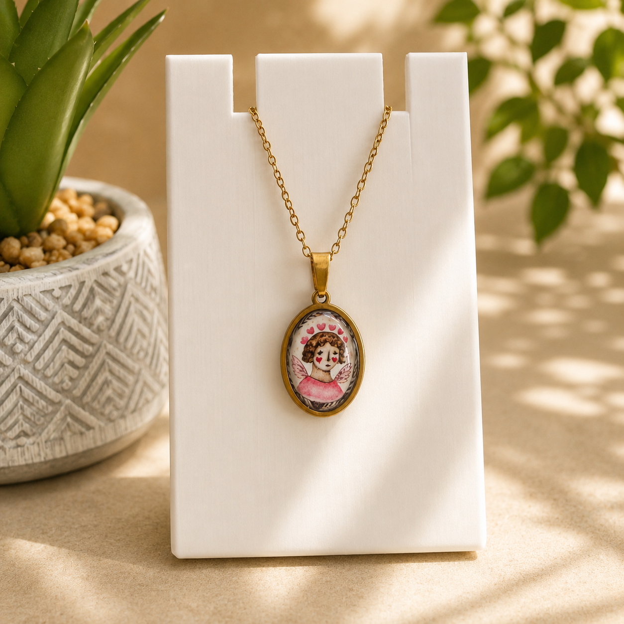 Blush Angel Medallion Cupid Golden Chain - 45cms (Anti Tarnish) (Copy).