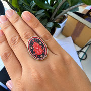 Celestial Scarab Resin Ring – Antique Silver - R004.
