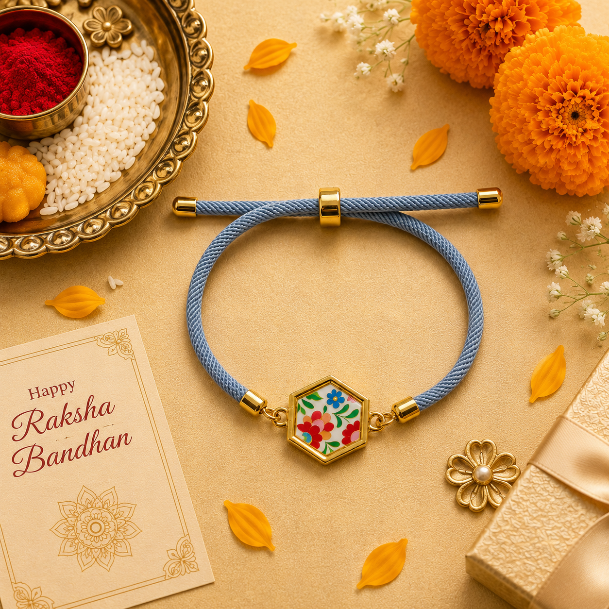 Blue Blossom Rakhi 🌸⭐ for Raksha Bandhan.