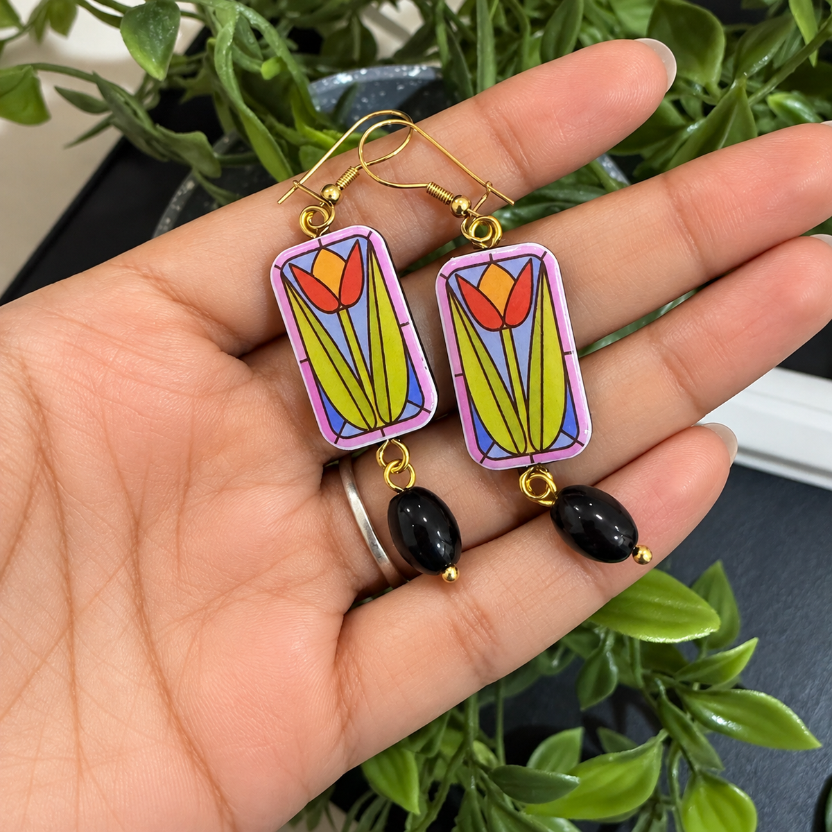 Tulip Charm Resin Earrings