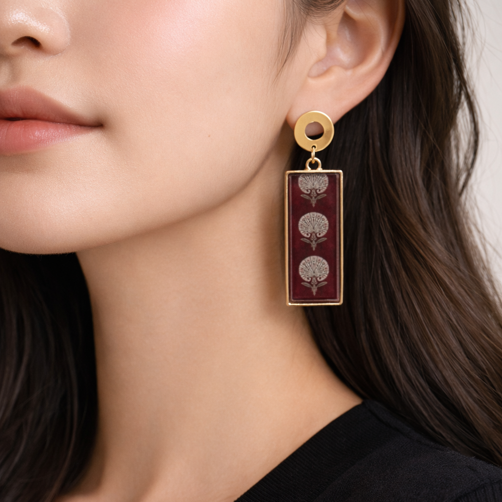 Gulnaar Tree Rectangle Earrings - Quirky Jewellery