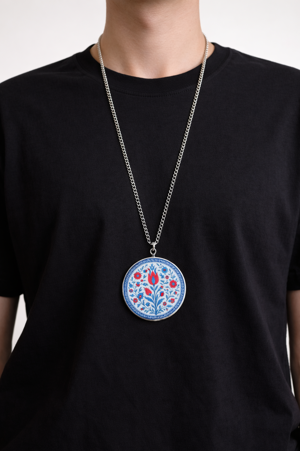 Frida and Tribal Pattern Silver Neck chain - Quirky Jewellery