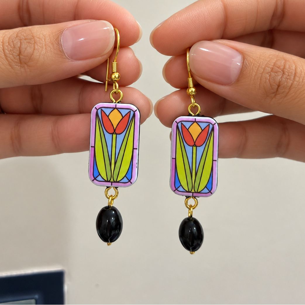 Tulip Charm Resin Earrings