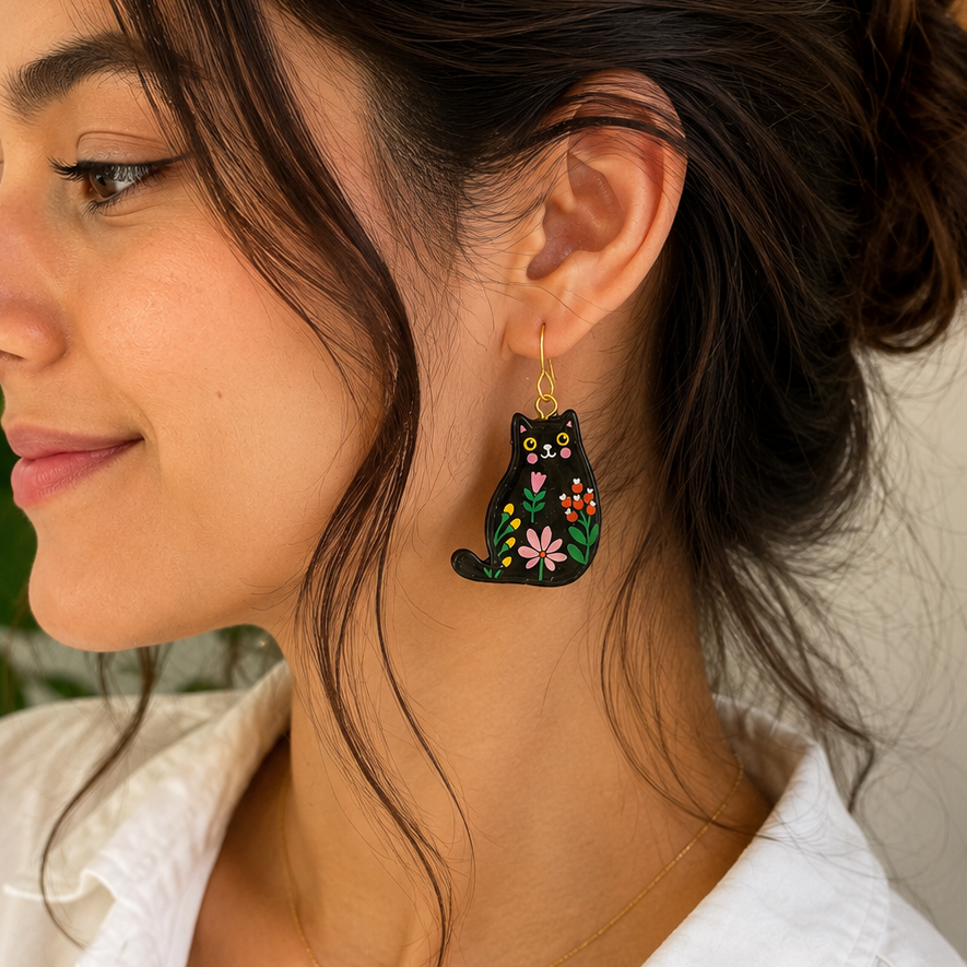 Cute Black Cat Earrings