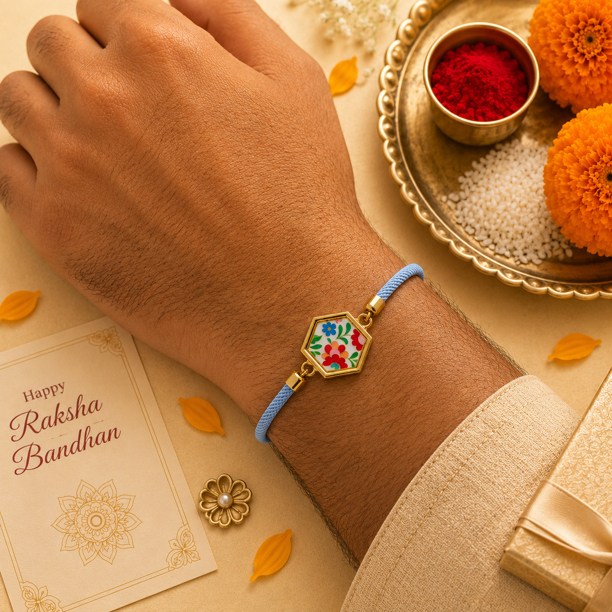 Blue Blossom Rakhi 🌸⭐ for Raksha Bandhan.