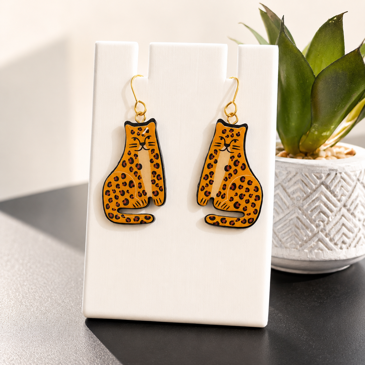 Cheetah Cat Earrings.