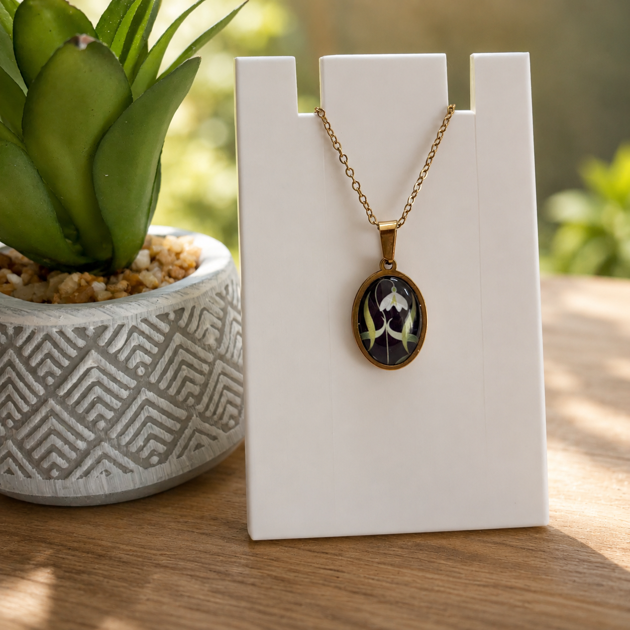 Classic Black Floral Design Golden Chain - 45cms (Anti Tarnish) (Copy).