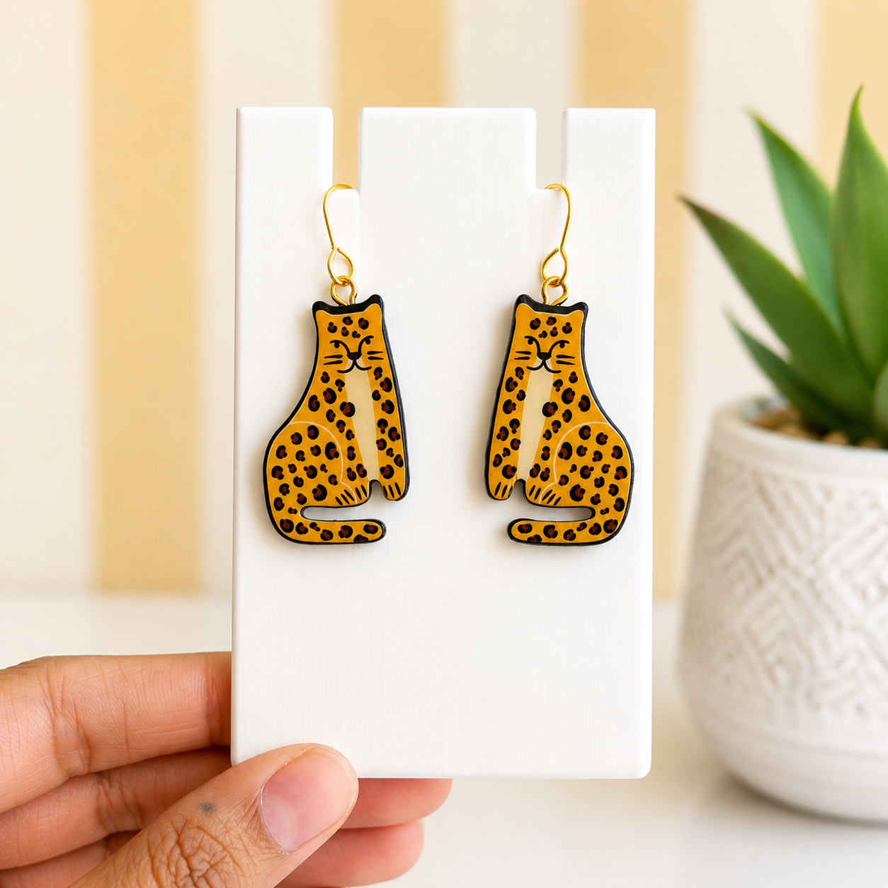 Cheetah Cat Earrings.