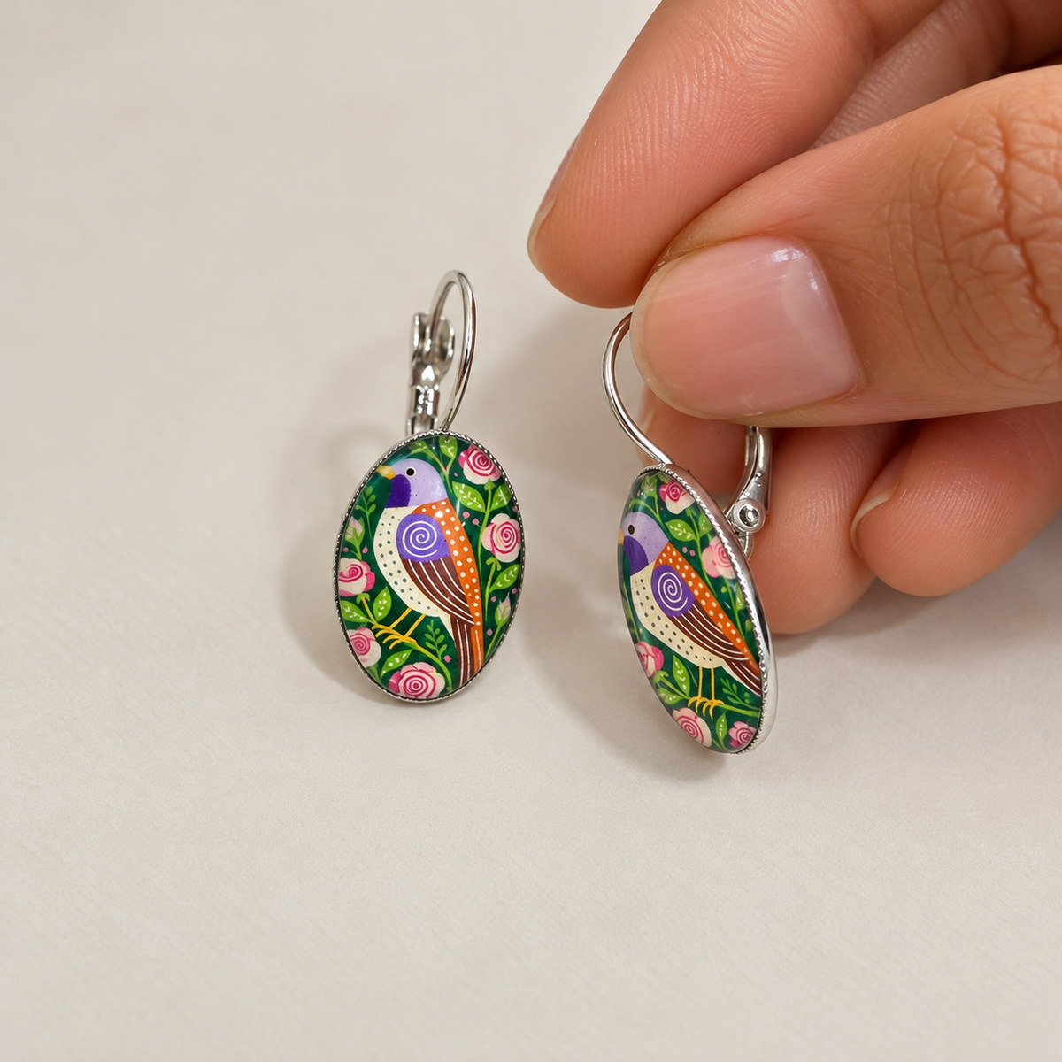 Bird and Floral Earring