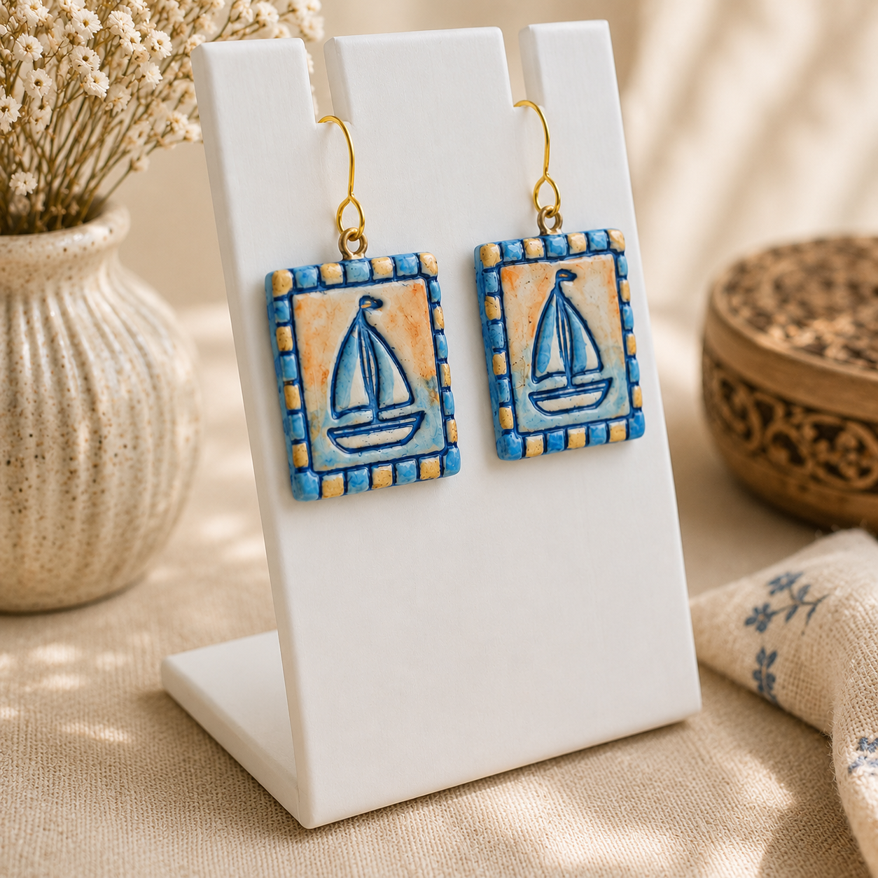 Clay Sailboat earrings