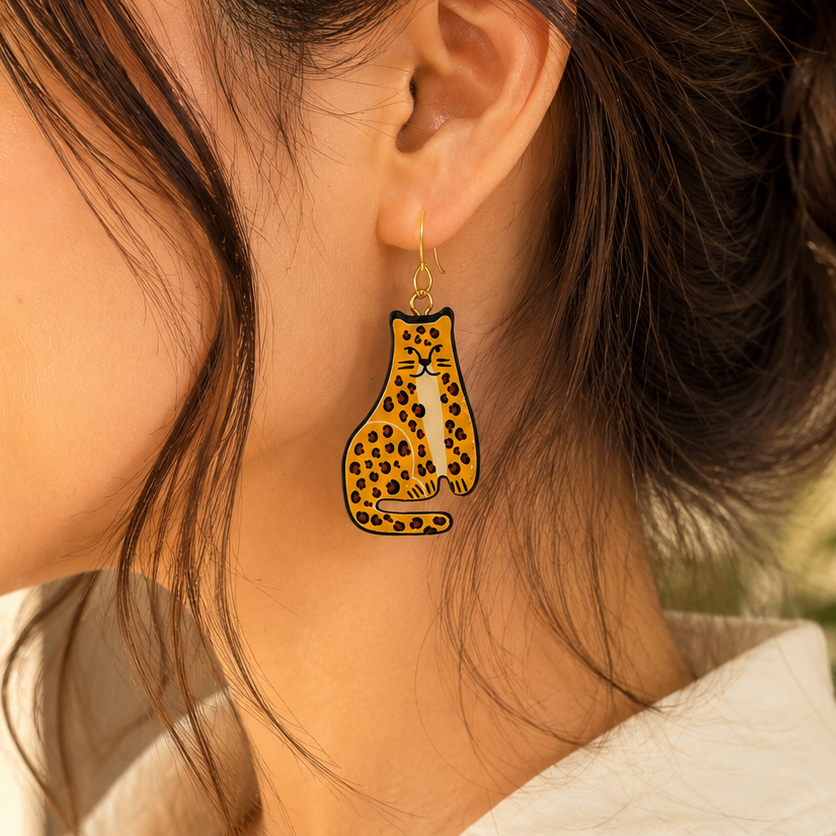 Cheetah Cat Earrings.