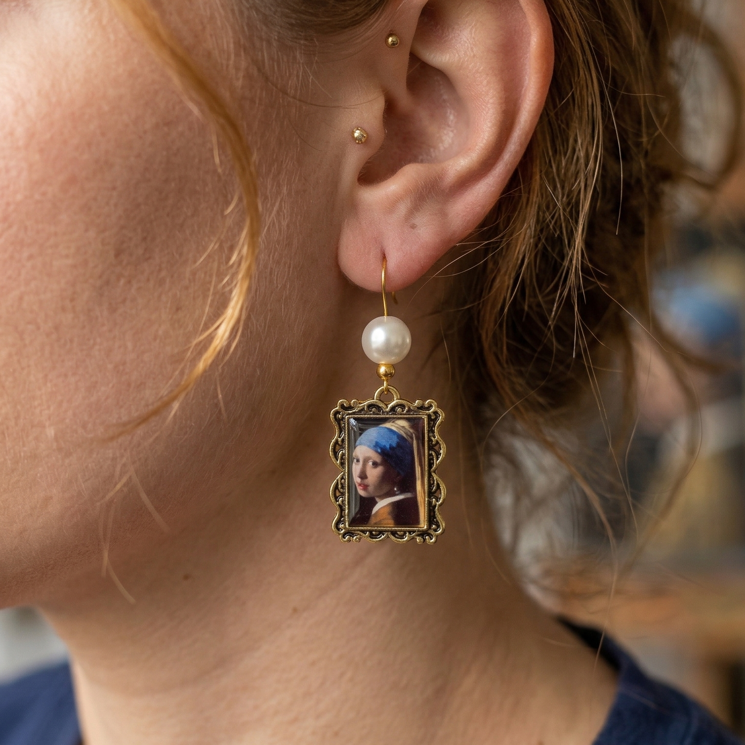 Girl with the Pearl Earrings Frame Earrings