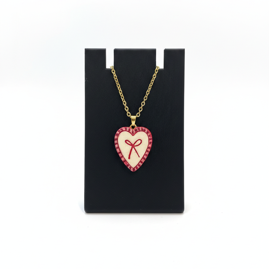 Ribboned Heart Pendant - Quirky Jewellery