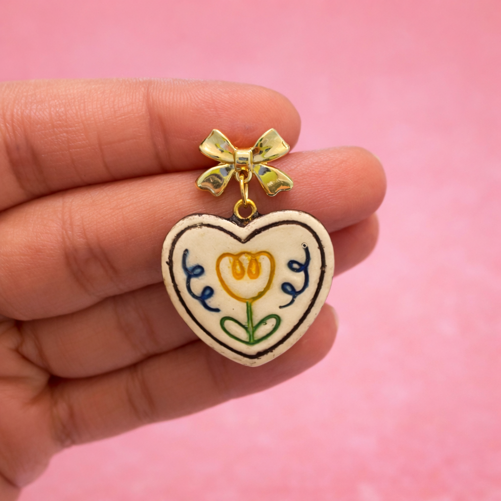 Folk Flower Heart Drops - Quirky Jewellery