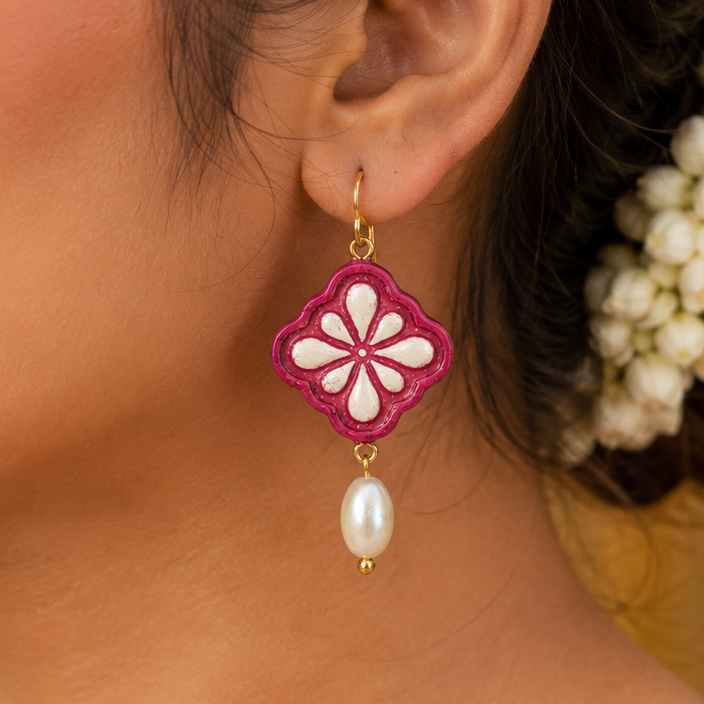 Rani Bloom Earrings (Handpainted)