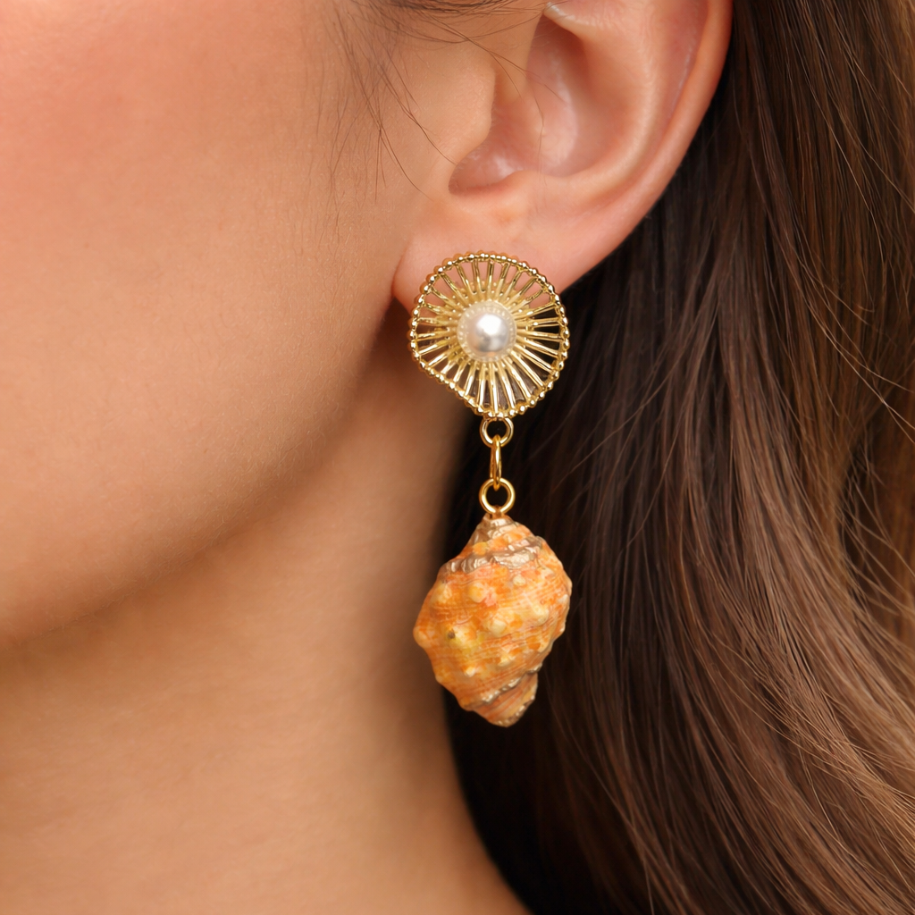 Sunburst Pearl Shell Earrings