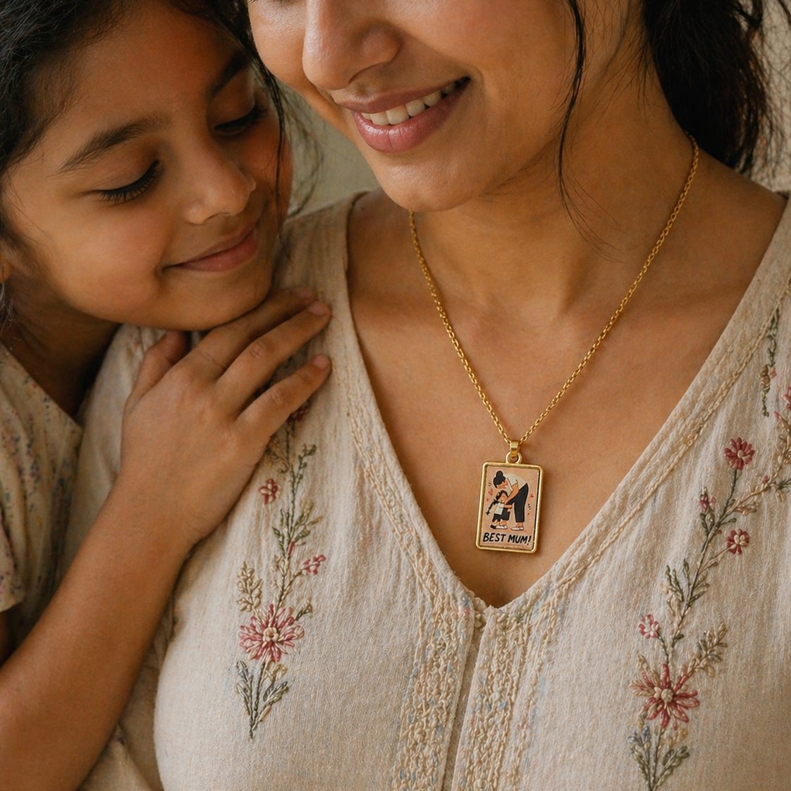 Best Mum Illustrated Pendant Necklace