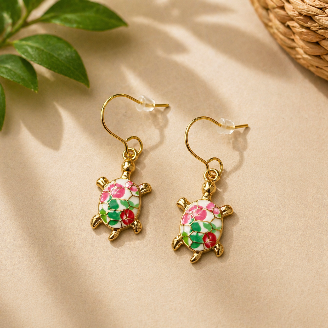 Bloom Turtle Charm Earrings.
