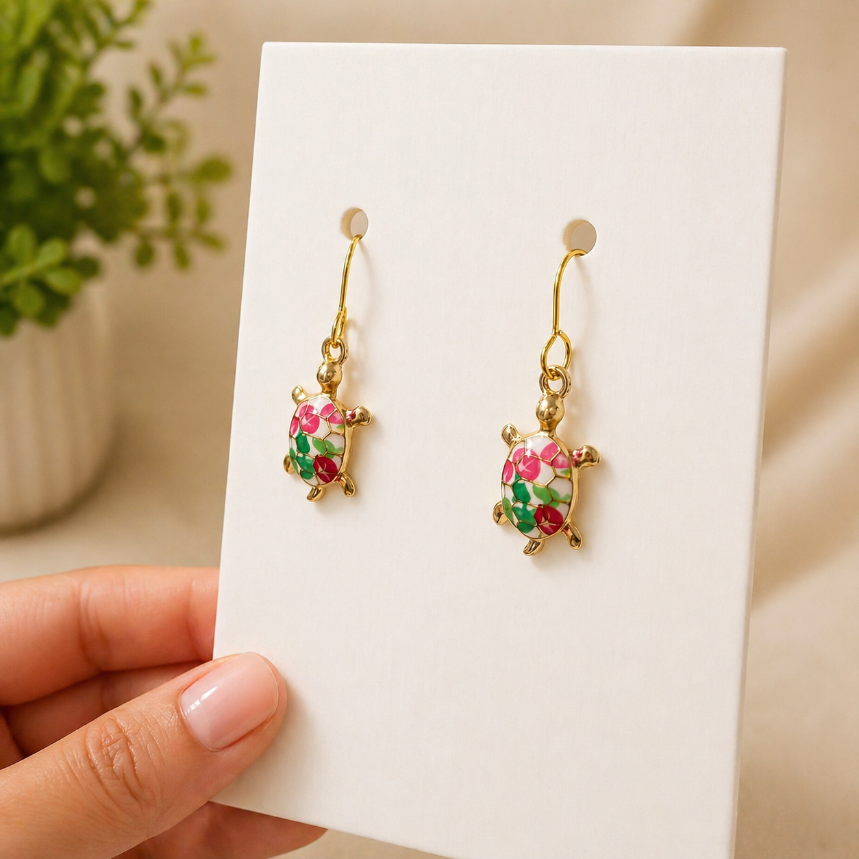 Bloom Turtle Charm Earrings.
