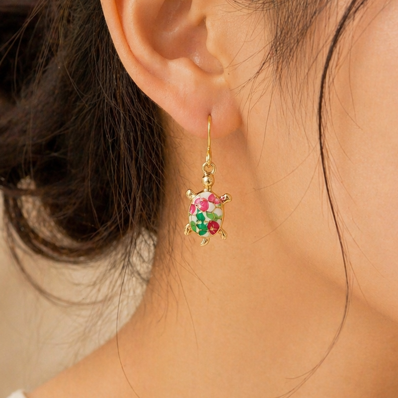 Bloom Turtle Charm Earrings.