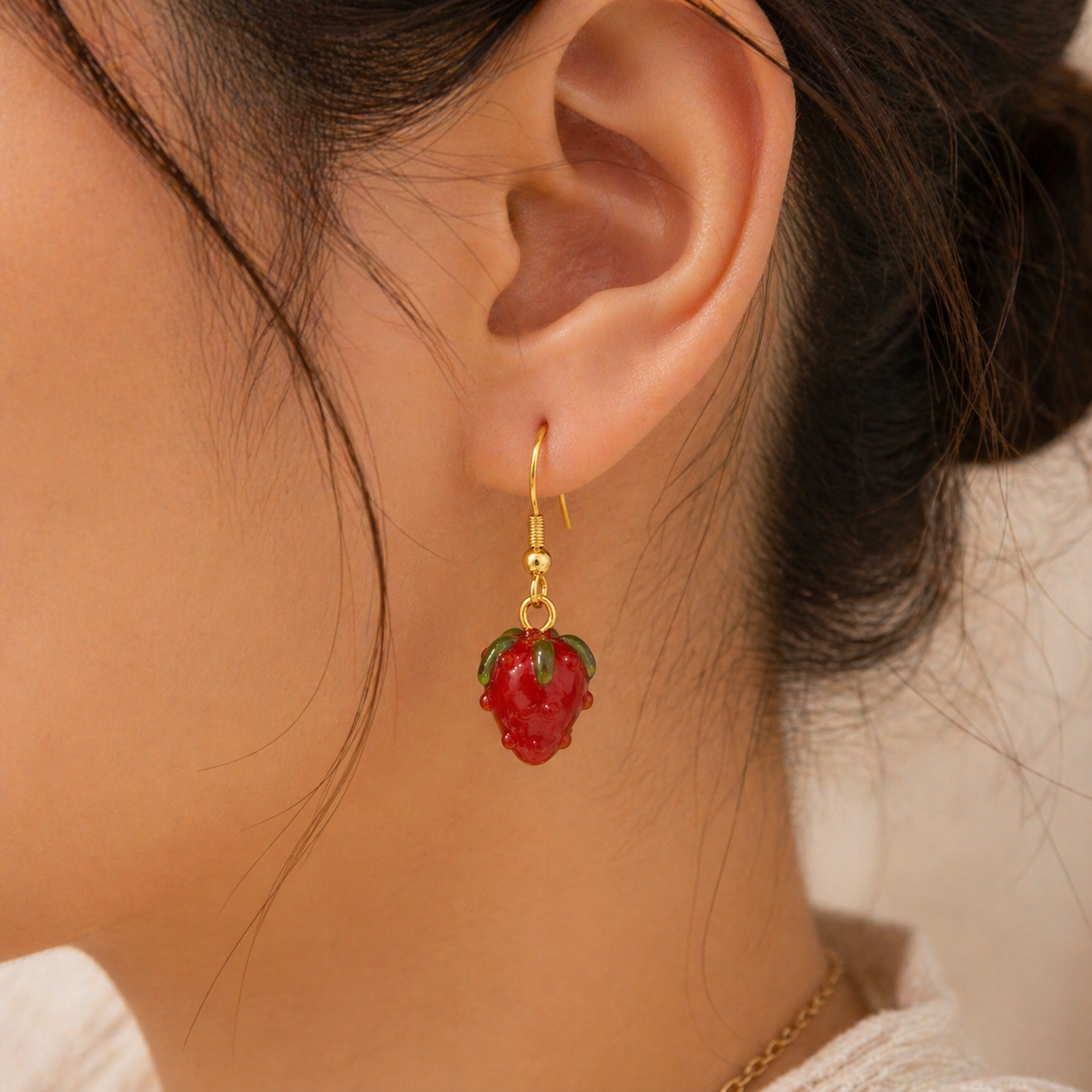 Strawberry Glass Drop Earrings