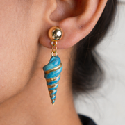 Turquoise Spiral Shell Earrings