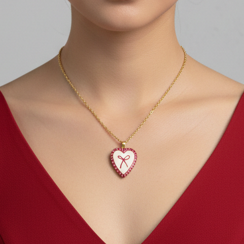Ribboned Heart Pendant - Quirky Jewellery