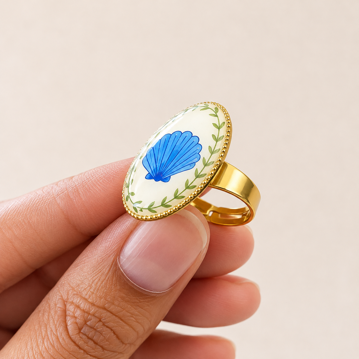 Blue Seashell Statement Ring - R012