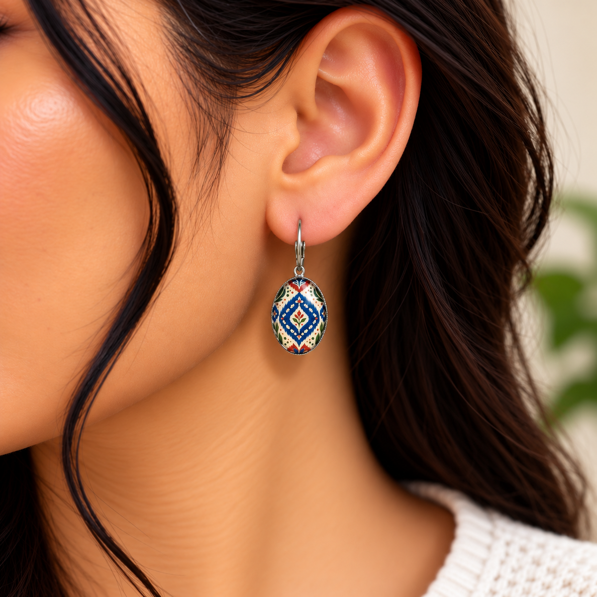 Delicate Folk Tile Earring