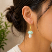 Mint Mushroom Drop Earrings