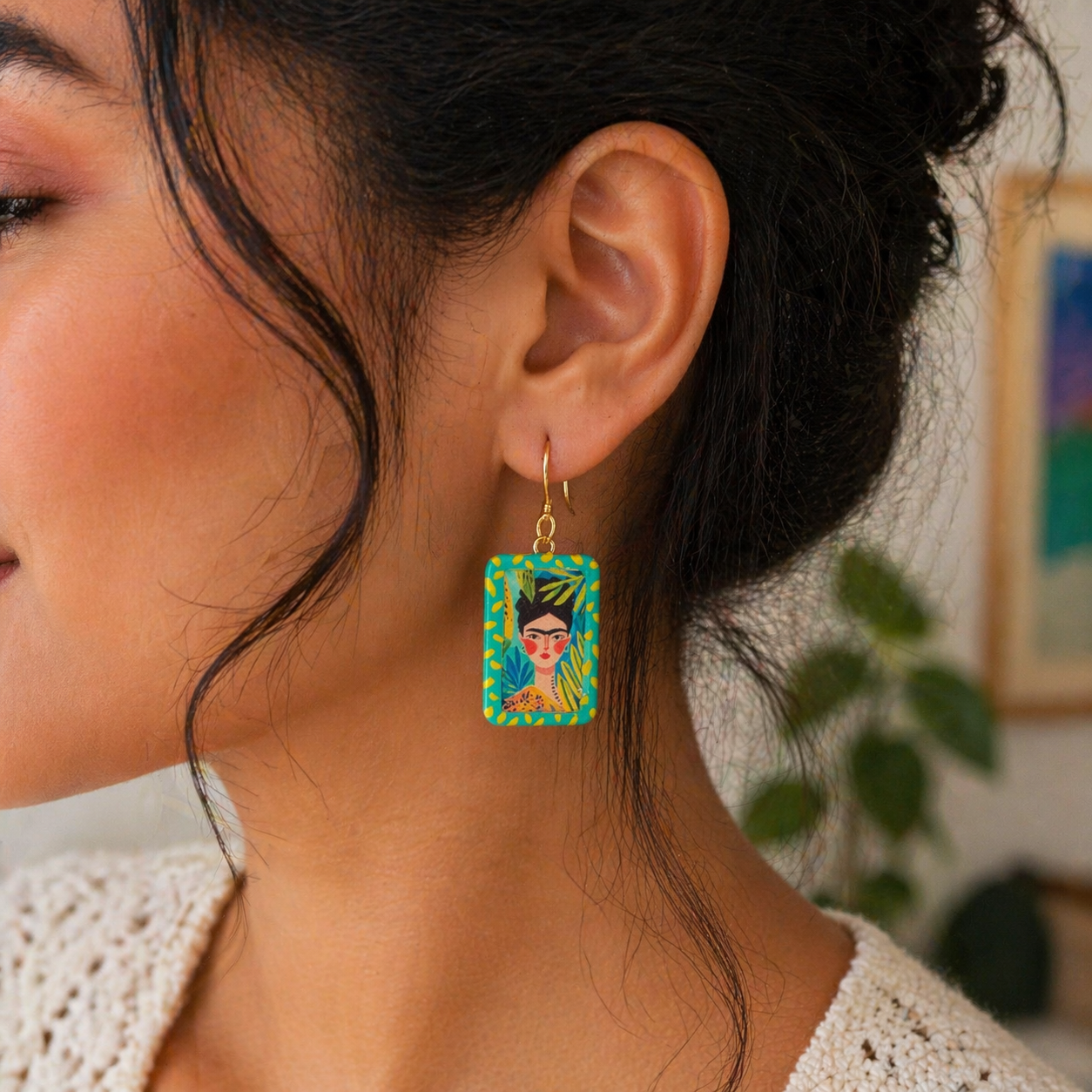Frida Art Earrings.