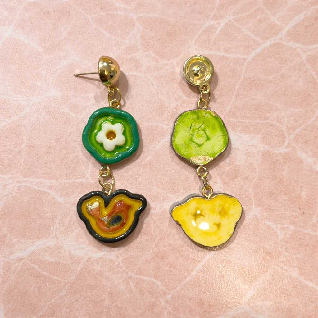 Bloom & Bird Drop Earrings - Quirky Jewellery