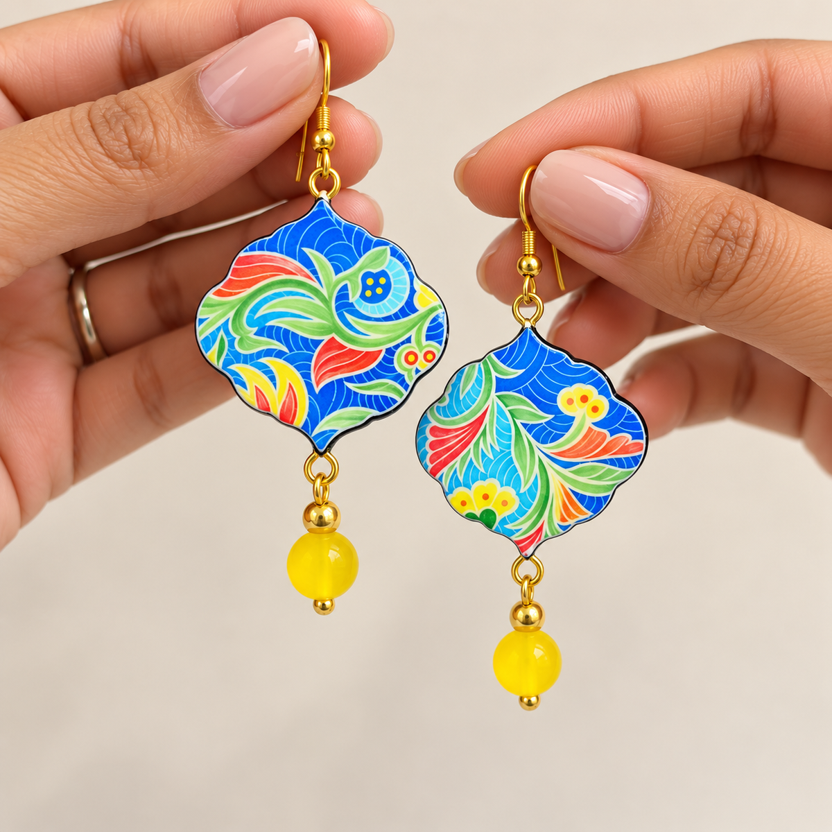 Rangoli Bloom Resin Earrings