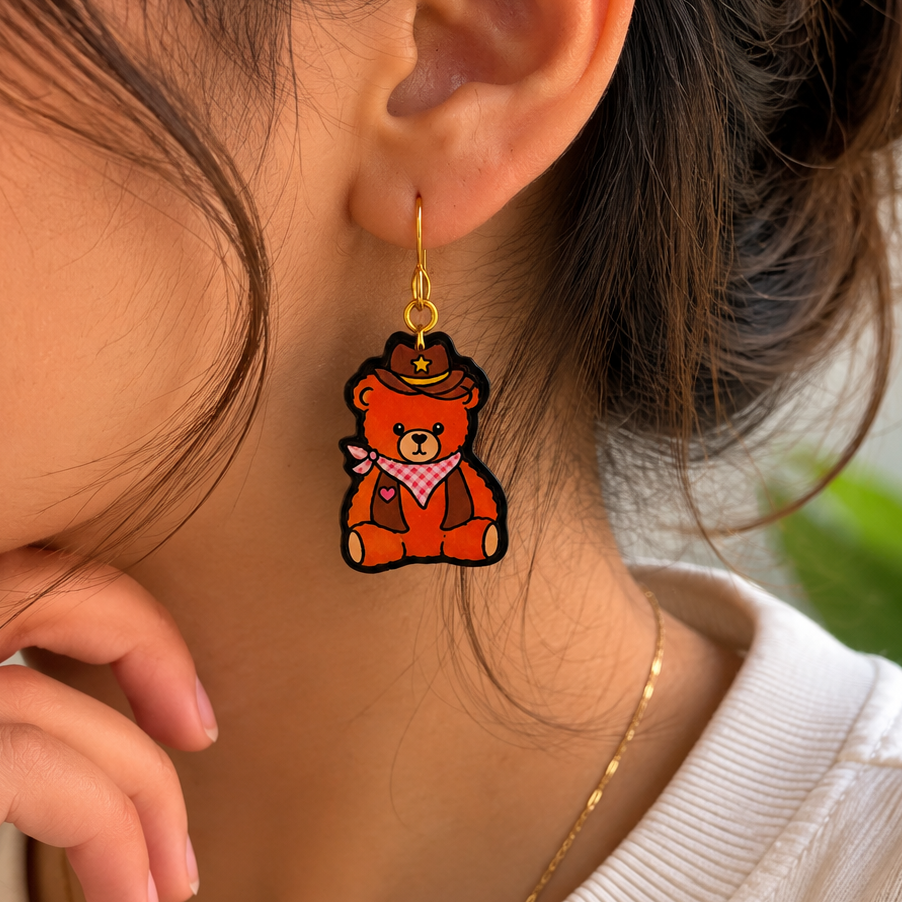 Cute Cowboy Bear Earrings