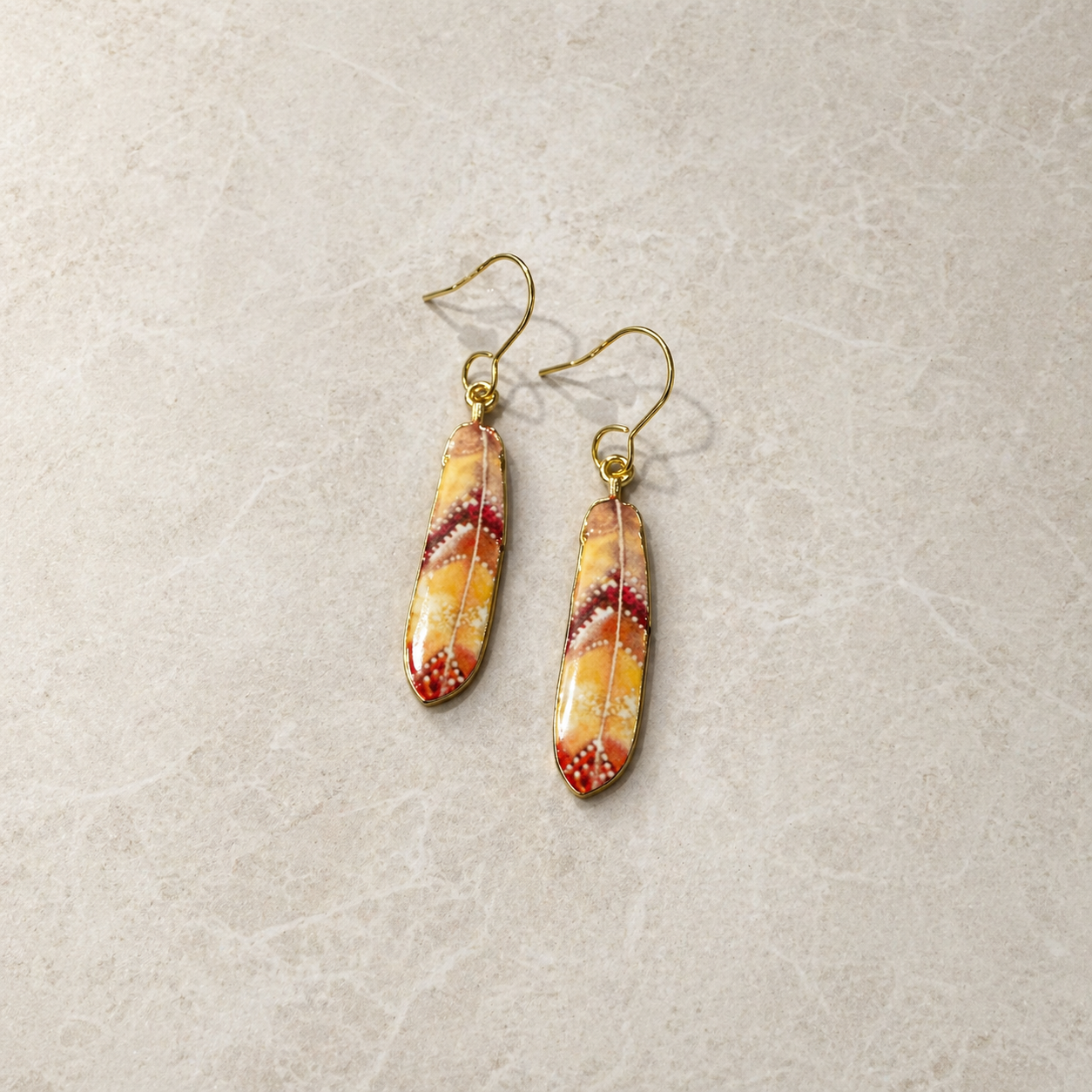 Golden Ember Enamel & Resin Drop Earrings.