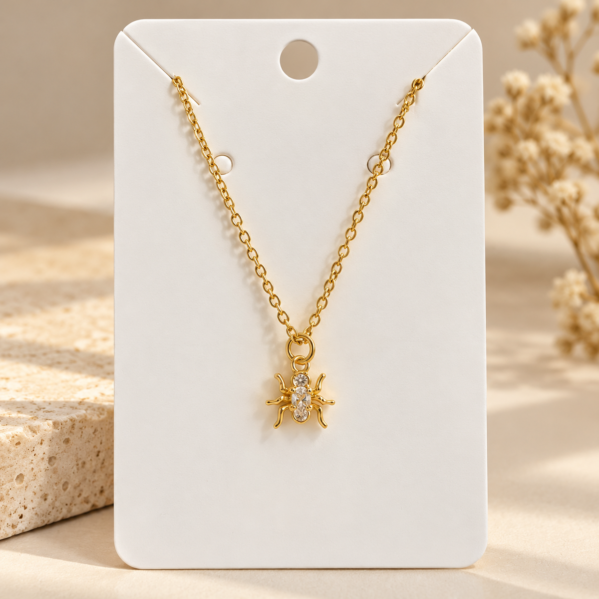 Delicate Gold Spider Pendant Necklace (Anti Tarnish).