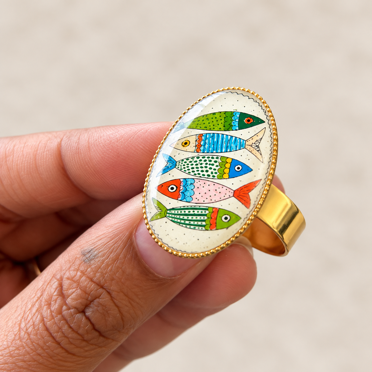 Vibrant Fish Statement Ring - R015.
