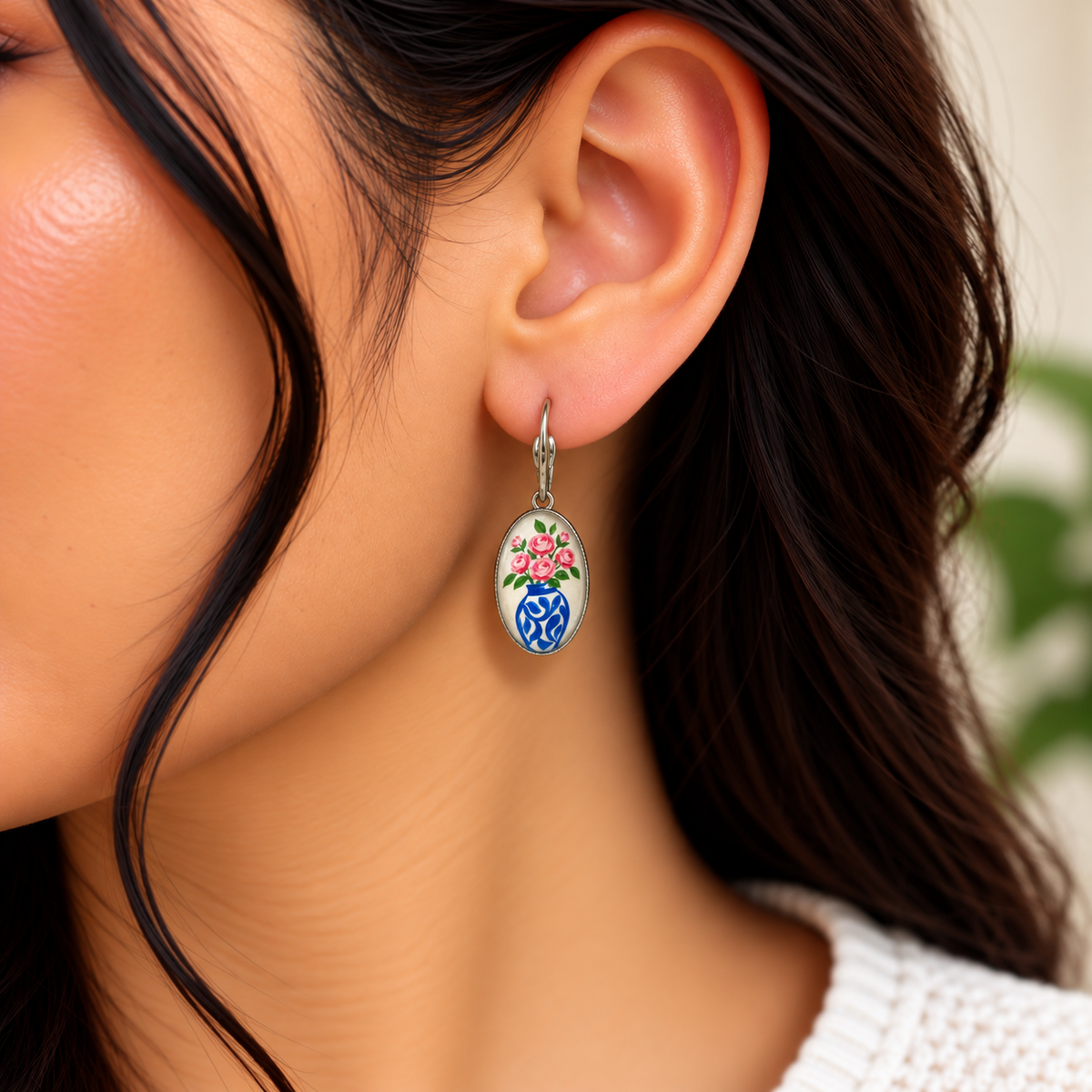 Floral Porcelain Inspired Earring