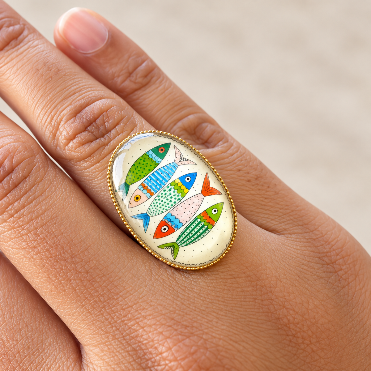 Vibrant Fish Statement Ring - R015.
