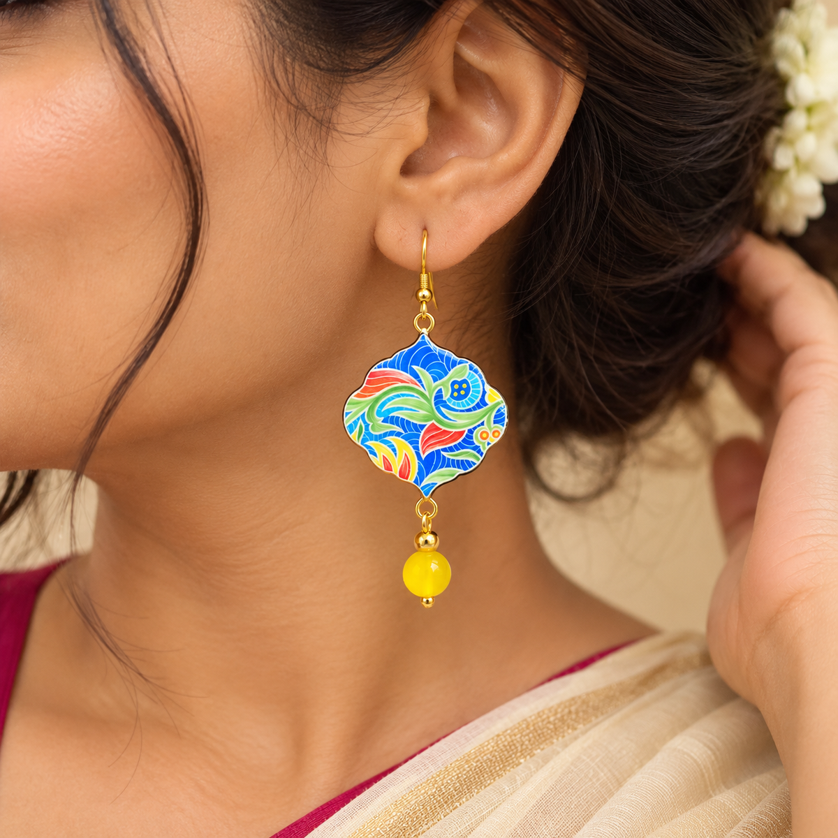 Rangoli Bloom Resin Earrings