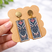 Midnight Lotus Rectangle Earrings - Quirky Jewellery