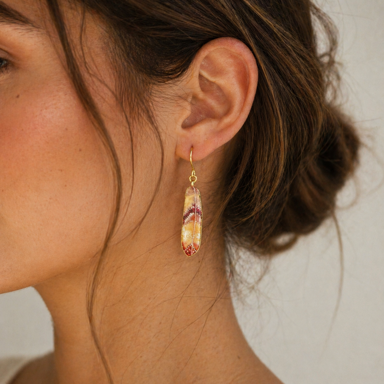 Golden Ember Enamel & Resin Drop Earrings.