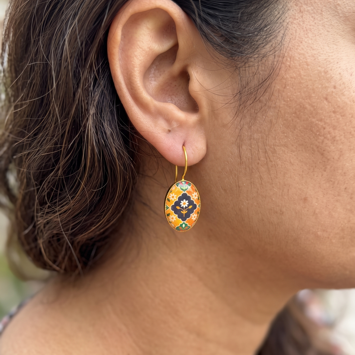 Flora Motif Gold Earring