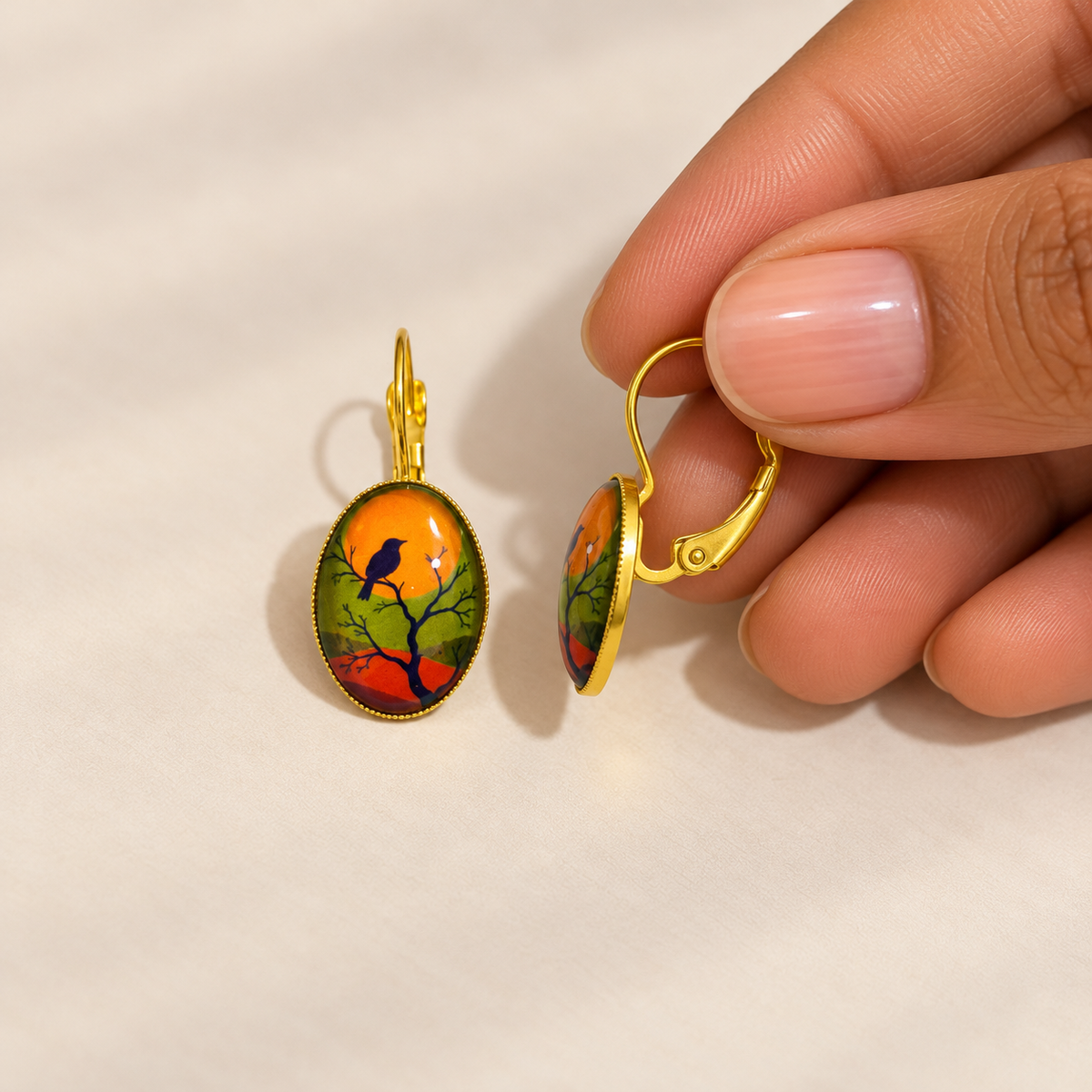 Sunset Bird Earrings