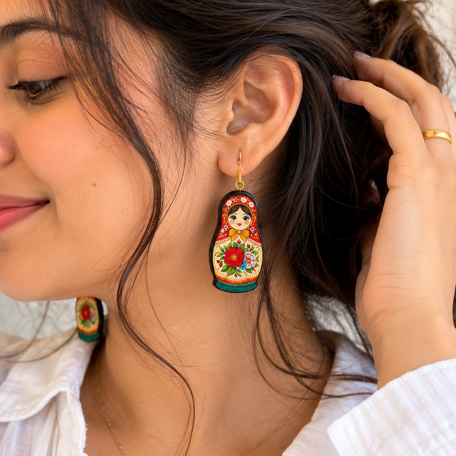 Colorful Matryoshka Doll Earrings.